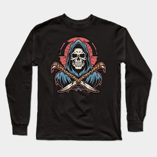 American Traditional Grim Reaper Tattoo Long Sleeve T-Shirt